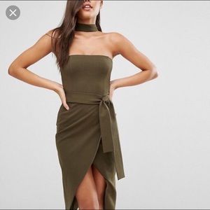 Lavish Alice Olive Dress w Choker Sz 6 Like New